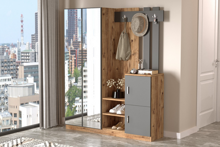 Meuble d'entrée Anka bois et anthracite