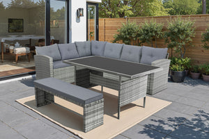 Mobili da giardino 8 posti divano angolare  grigio e grigio Moorea ambiance concept u