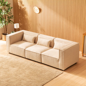 Piano divano componibile bouclette beige a 3 posti Tessuto bouclé - Beige concept u
