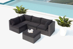 Salotto da giardino modulare nero Milano Concept-U