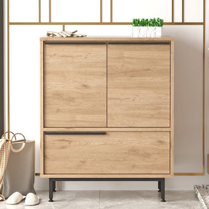 Scarpiera a 3 ante in legno di noce bio rivestita concept u