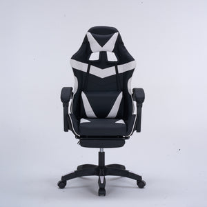 Sedia da gaming Altair Packshot con poggiapiedi bianco vista frontale concept u