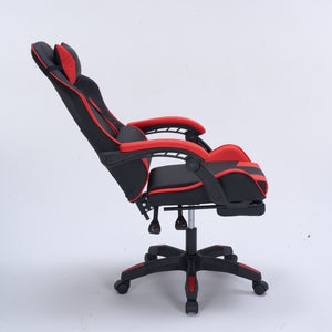 Sedia da gaming Altair con poggiapiedi rosso profilo inclinato concept u