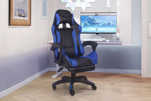 Sedia da gioco massaggiante blu Ultim con poggiapiedi concept u