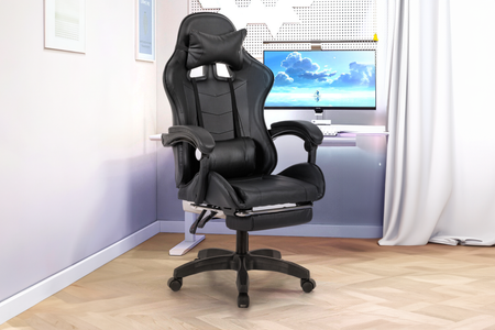 Sedia da gioco massaggiante nero Ultim con poggiapiedi concept u