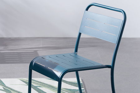 Set di 6 sedie in acciaio blu bergamo
