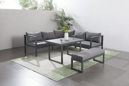 Set di mobili da giardino da 6 posti in stile Marbella grigio concept u