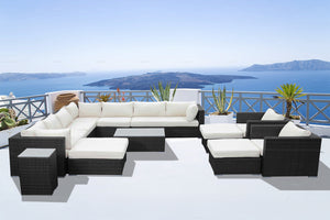 Set di mobili da giardino modulari da 14 posti in nero e bianco con atmosfera Stalla concept u