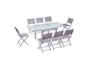 Set tavolo da giardino allungabile Molvina 8 + sedie in alluminio