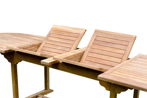 Tavolo allungibile da giardino teak grezzo 10 sedie ovale Kajang