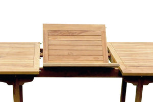 Tavolo allungibile da giardino teak bruto 8 sedie rettangolare Kajang