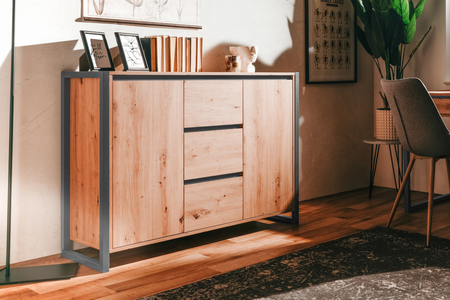 Credenza industriale Kotor 120 cm ante rettangolari e cassetti Concept U