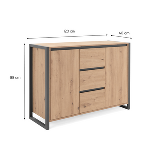 Credenza industriale Kotor dimensioni ante e cassetti 120 cm Concept U