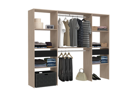 spogliatoio con 2 armadi, 6 ripiani e 2 cassetti Elysée in legno