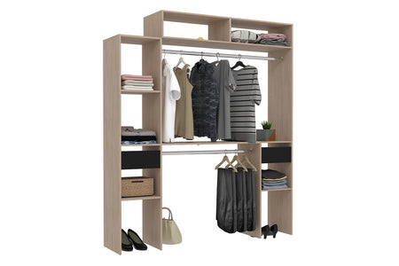 spogliatoio allungabile in legno 2 armadi + 4 ripiani + 2 cassetti Elysée