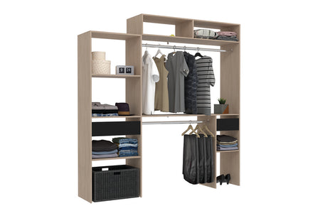 spogliatoio allungabile in legno 2 armadi, 4 ripiani e 1 cassetto Elysée