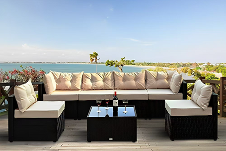 arredo giardino rattan nero e beige nacula rettangolo concept u