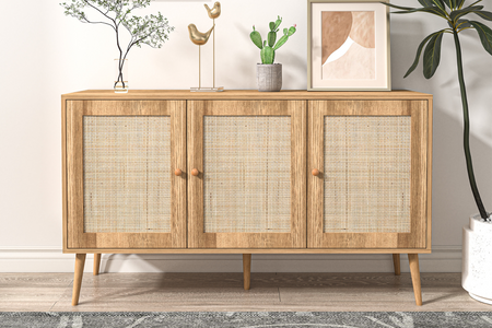 Credenza a 3 ante quadrata effetto canna