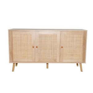 Credenza a 3 ante quadrata effetto canna sfondo bianco