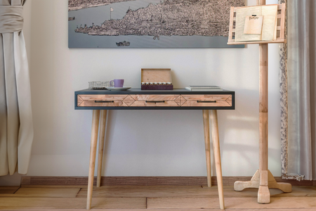 scrivania 3 cassetti legno e nero virrat rettangolo concept u