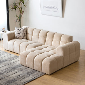 Divano angolare a 3 posti in velluto nuvola concept u beige