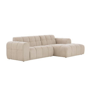 Divano angolare a 3 posti in velluto beige nuvola Salford Packshot 3 quarti concept u