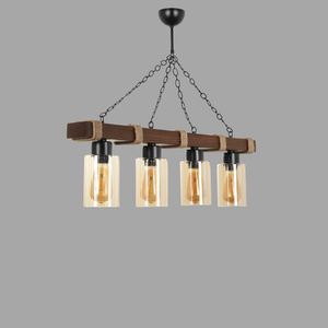 Candeliere a 4 luci con catene e legno Saphia Ambiance Zoom Light Fixture concept u