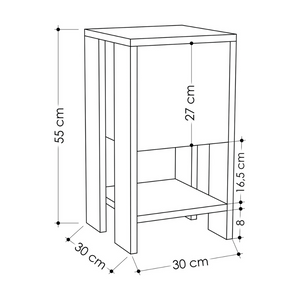 Dimensioni comodino Sisa in legno bianco