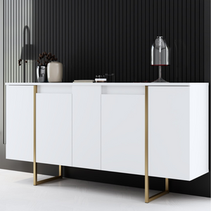 Credenza a 3 quarti Luxor bianco e oro