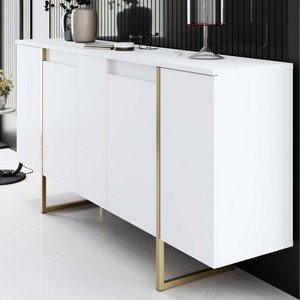 Credenza a 3 quarti Luxor bianco e oro