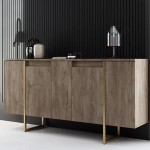 Credenza Luxor a 3 quarti in legno e oro