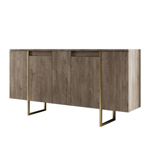 Credenza Luxor a 3 quarti in legno e oro