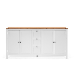 Credenza scandinava con ante e cassetti fondo bianco aperto Concept U