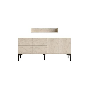 credenza 180 cm 6 ante e mensola a parete travertino aura sfondo bianco concept u
