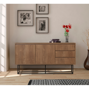 credenza 2 ante 3 cassetti design legno scuro sabinov atmosfera ante chiuse concept u