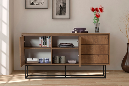 credenza 2 ante 3 cassetti design legno scuro sabinov rettangolare concept u