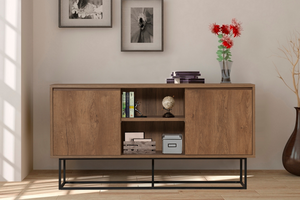 credenza 2 ante metallo e legno scuro brezno rettangolare concept u