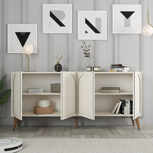 credenza 4 ante arrotondate crema noce lister apertoza  concept u