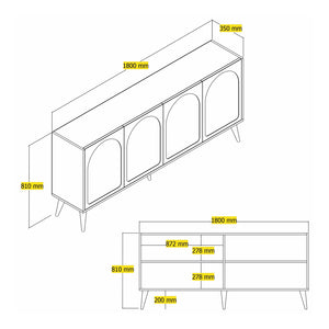 credenza 4 ante arrotondate crema noce lister dimensioni concept u