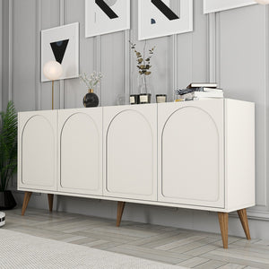 credenza 4 porta arrotondato crema noce lister 3 quarti concept u