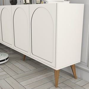 credenza 4 porta arrotondato crema noce lister zoom concept u