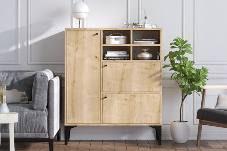 credenza alta in rovere con ante color zaffiro ewa atmosfera concept u