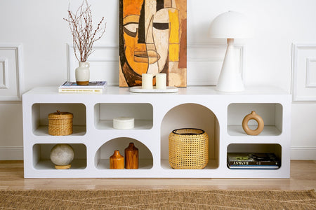 credenza bassa organica a 7 nicchie bianca ferlis atmosfera concept u