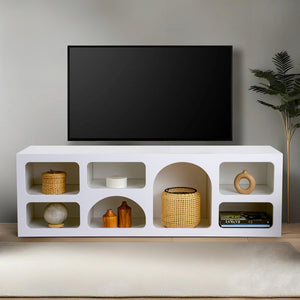 credenza bassa organica a 7 nicchie mobile TV bianco Ferlis a 3 ante concept u