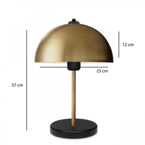 dimensioni della lampada da tavolo a fungo dorato spalla concept u