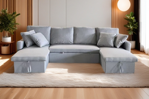 divano angolare trasformabile grigio chiaro mahe rettangolo concept u