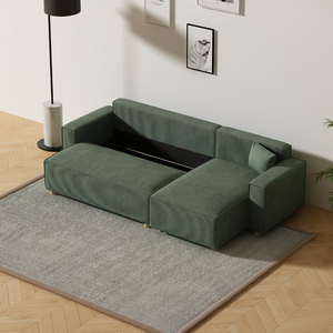 divano in velluto verde trasformabile angolare cosy 