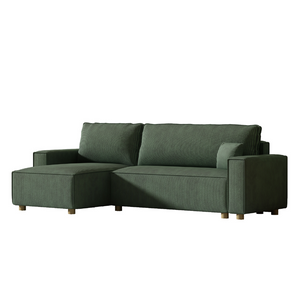 divano in velluto verde trasformabile angolare cosy - sfondo bianco 2