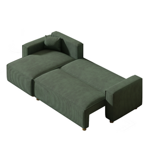 divano in velluto verde trasformabile angolare cosy - sfondo bianco 4