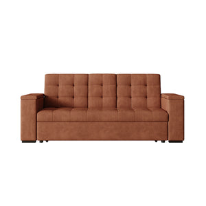 Divano letto 3 posti con tavolino centrale e braccioli removibili terracotta velluto a coste Noho packshot vista frontale